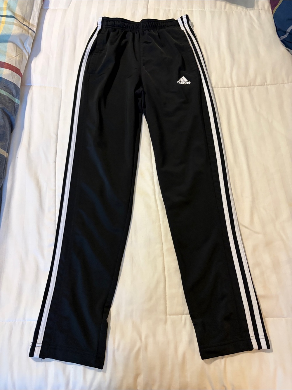 adidas Black Track pants with White Side Stripes